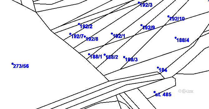 Parcela st. 188/2 v KÚ Drahanovice, Katastrální mapa