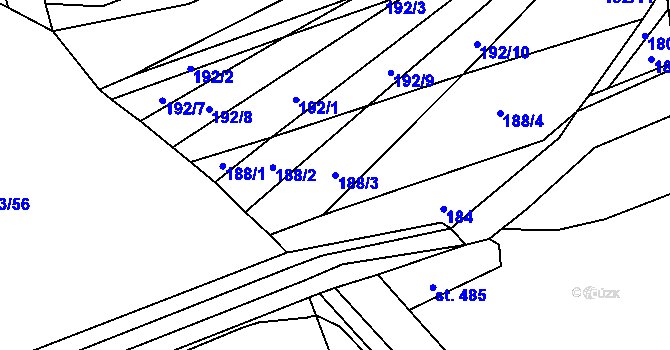 Parcela st. 188/3 v KÚ Drahanovice, Katastrální mapa