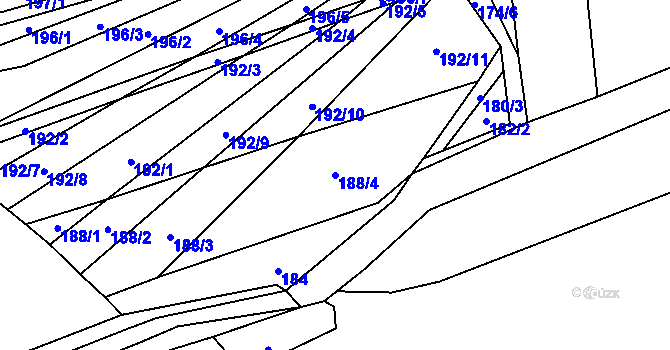 Parcela st. 188/4 v KÚ Drahanovice, Katastrální mapa