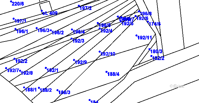 Parcela st. 192/10 v KÚ Drahanovice, Katastrální mapa