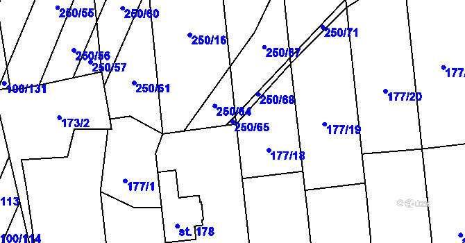 Parcela st. 250/65 v KÚ Drahanovice, Katastrální mapa