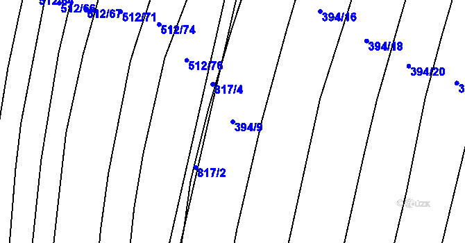 Parcela st. 394/9 v KÚ Drahanovice, Katastrální mapa