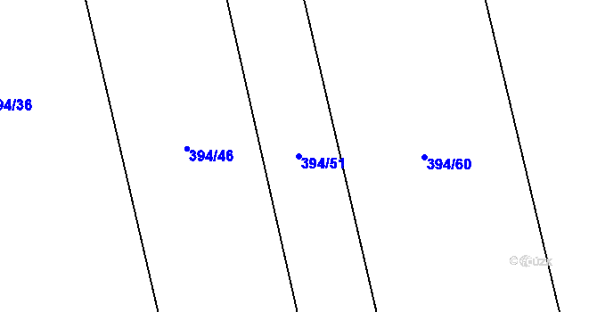 Parcela st. 394/51 v KÚ Drahanovice, Katastrální mapa
