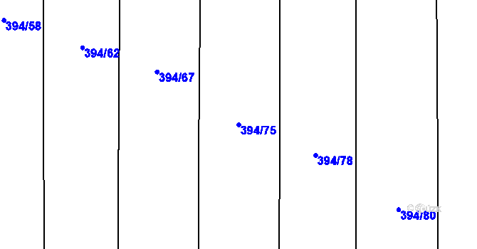 Parcela st. 394/75 v KÚ Drahanovice, Katastrální mapa