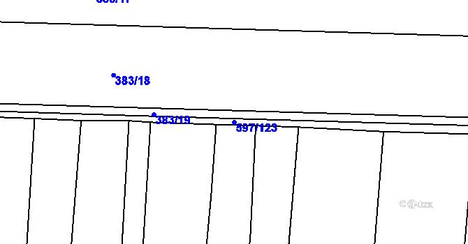 Parcela st. 597/123 v KÚ Drahanovice, Katastrální mapa