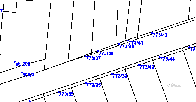 Parcela st. 773/38 v KÚ Drahanovice, Katastrální mapa