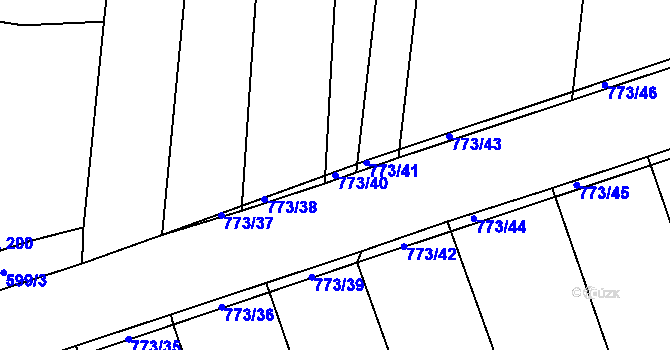 Parcela st. 773/40 v KÚ Drahanovice, Katastrální mapa