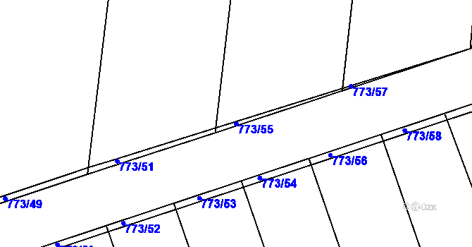 Parcela st. 773/55 v KÚ Drahanovice, Katastrální mapa