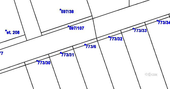 Parcela st. 773/6 v KÚ Drahanovice, Katastrální mapa