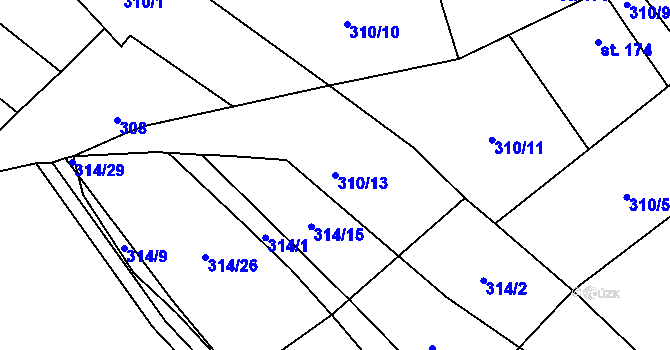 Parcela st. 310/13 v KÚ Drahanovice, Katastrální mapa