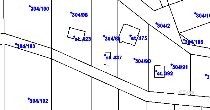 Parcela st. 437 v KÚ Drahanovice, Katastrální mapa
