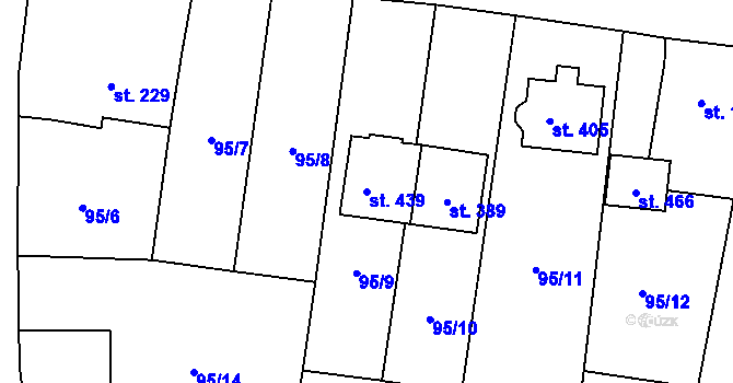 Parcela st. 439 v KÚ Drahanovice, Katastrální mapa