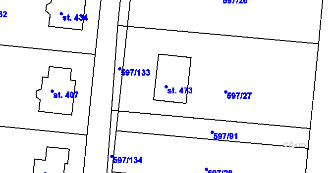 Parcela st. 473 v KÚ Drahanovice, Katastrální mapa