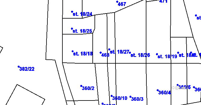 Parcela st. 468 v KÚ Lhota pod Kosířem, Katastrální mapa