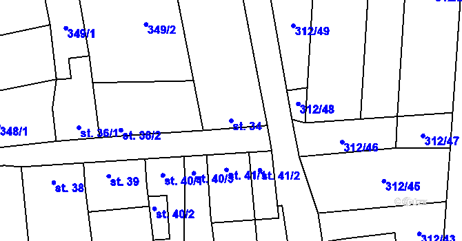 Parcela st. 34 v KÚ Lhota pod Kosířem, Katastrální mapa