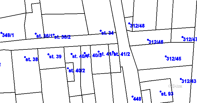 Parcela st. 41/1 v KÚ Lhota pod Kosířem, Katastrální mapa