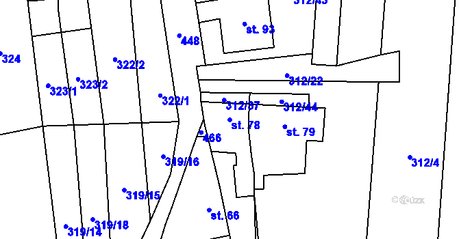 Parcela st. 78 v KÚ Lhota pod Kosířem, Katastrální mapa