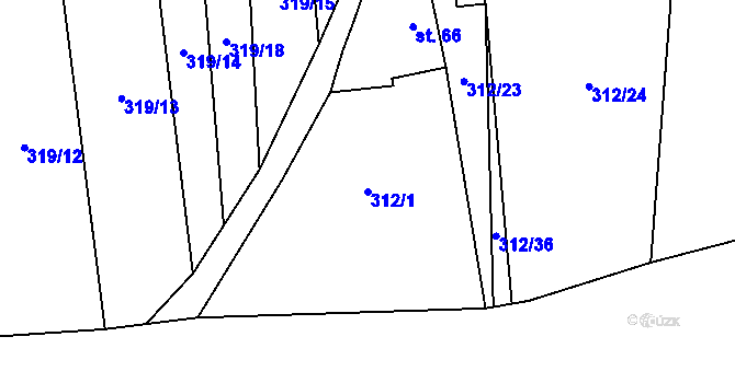 Parcela st. 312/1 v KÚ Lhota pod Kosířem, Katastrální mapa
