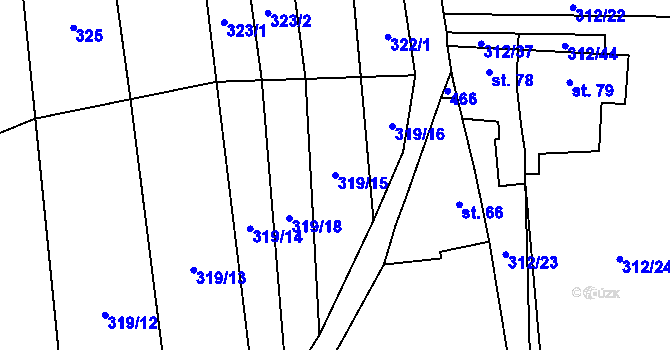 Parcela st. 319/15 v KÚ Lhota pod Kosířem, Katastrální mapa
