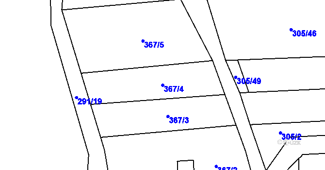 Parcela st. 367/4 v KÚ Lhota pod Kosířem, Katastrální mapa