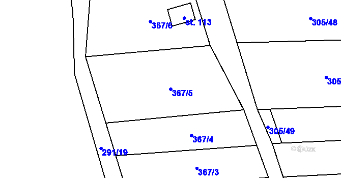 Parcela st. 367/5 v KÚ Lhota pod Kosířem, Katastrální mapa