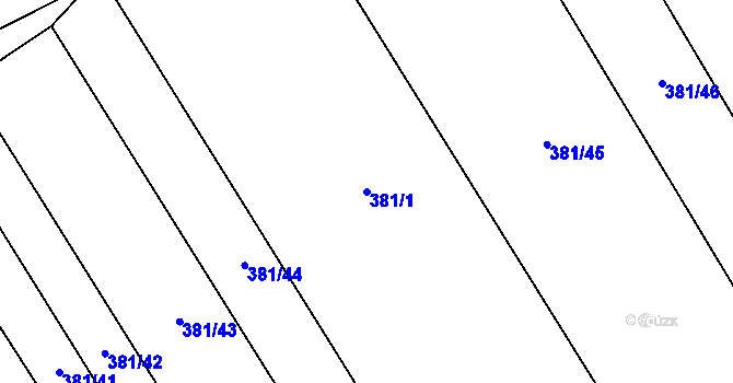 Parcela st. 381/1 v KÚ Lhota pod Kosířem, Katastrální mapa