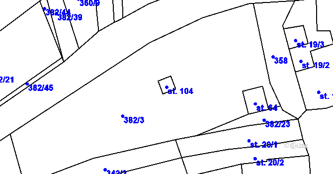 Parcela st. 104 v KÚ Lhota pod Kosířem, Katastrální mapa