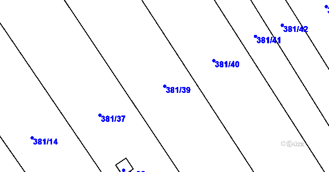 Parcela st. 381/39 v KÚ Lhota pod Kosířem, Katastrální mapa