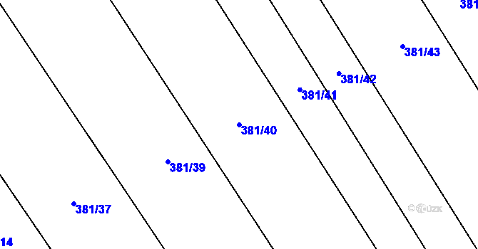 Parcela st. 381/40 v KÚ Lhota pod Kosířem, Katastrální mapa
