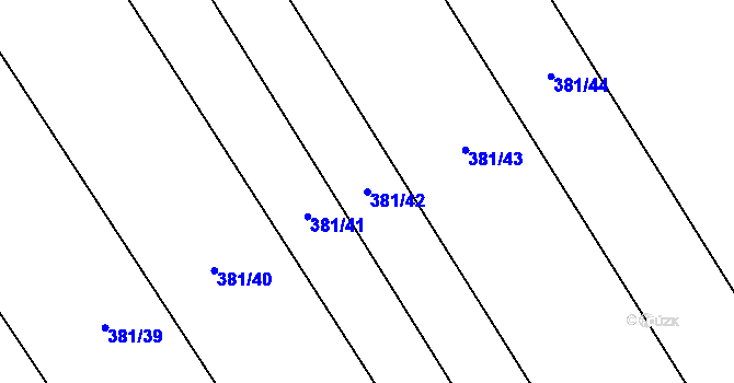 Parcela st. 381/42 v KÚ Lhota pod Kosířem, Katastrální mapa