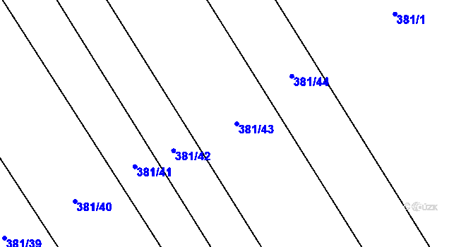 Parcela st. 381/43 v KÚ Lhota pod Kosířem, Katastrální mapa