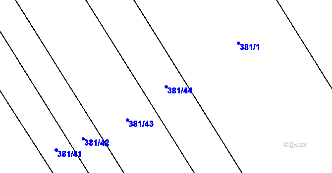 Parcela st. 381/44 v KÚ Lhota pod Kosířem, Katastrální mapa