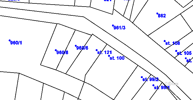 Parcela st. 121 v KÚ Ludéřov, Katastrální mapa