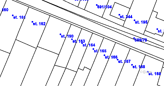 Parcela st. 164 v KÚ Ludéřov, Katastrální mapa