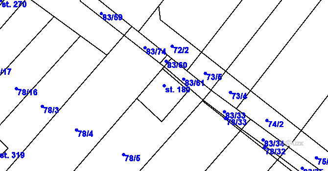 Parcela st. 180 v KÚ Ludéřov, Katastrální mapa