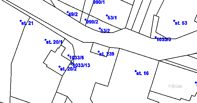 Parcela st. 239 v KÚ Ludéřov, Katastrální mapa