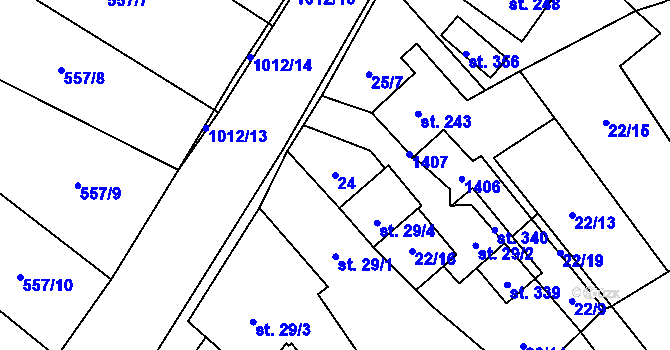 Parcela st. 24 v KÚ Ludéřov, Katastrální mapa