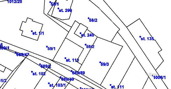 Parcela st. 59/2 v KÚ Ludéřov, Katastrální mapa
