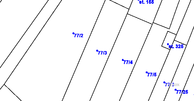 Parcela st. 77/3 v KÚ Ludéřov, Katastrální mapa