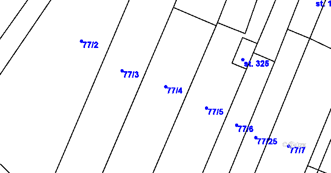 Parcela st. 77/4 v KÚ Ludéřov, Katastrální mapa