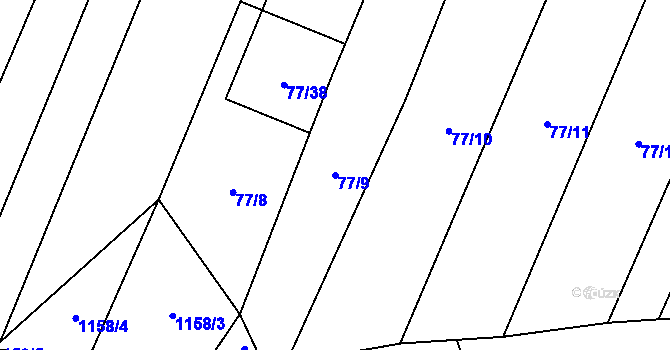 Parcela st. 77/9 v KÚ Ludéřov, Katastrální mapa