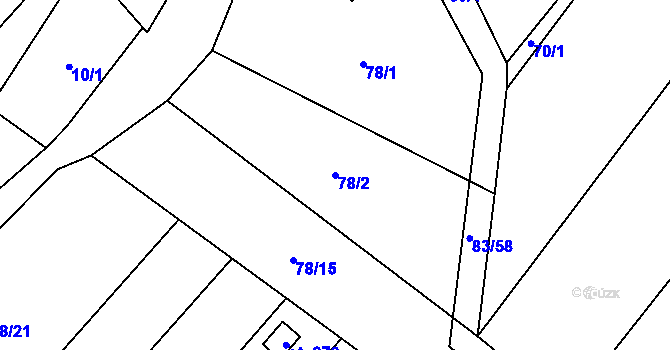 Parcela st. 78/2 v KÚ Ludéřov, Katastrální mapa