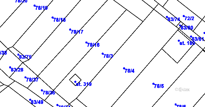 Parcela st. 78/3 v KÚ Ludéřov, Katastrální mapa