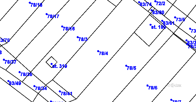 Parcela st. 78/4 v KÚ Ludéřov, Katastrální mapa