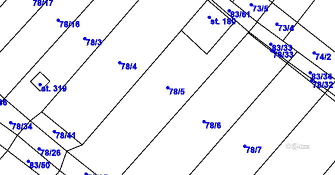 Parcela st. 78/5 v KÚ Ludéřov, Katastrální mapa