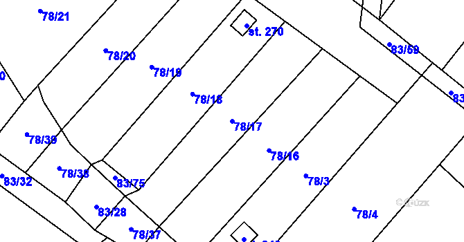 Parcela st. 78/17 v KÚ Ludéřov, Katastrální mapa