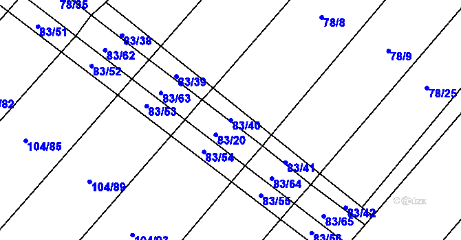 Parcela st. 83/40 v KÚ Ludéřov, Katastrální mapa