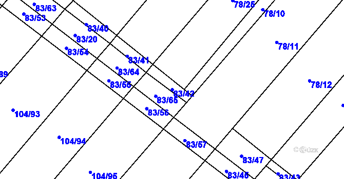 Parcela st. 83/42 v KÚ Ludéřov, Katastrální mapa