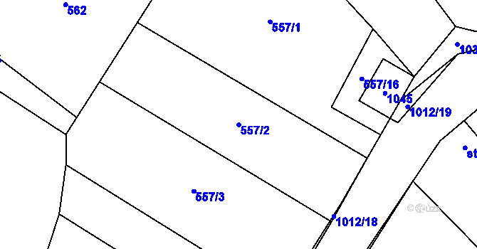 Parcela st. 557/2 v KÚ Ludéřov, Katastrální mapa