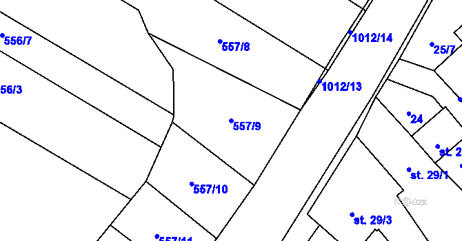Parcela st. 557/9 v KÚ Ludéřov, Katastrální mapa